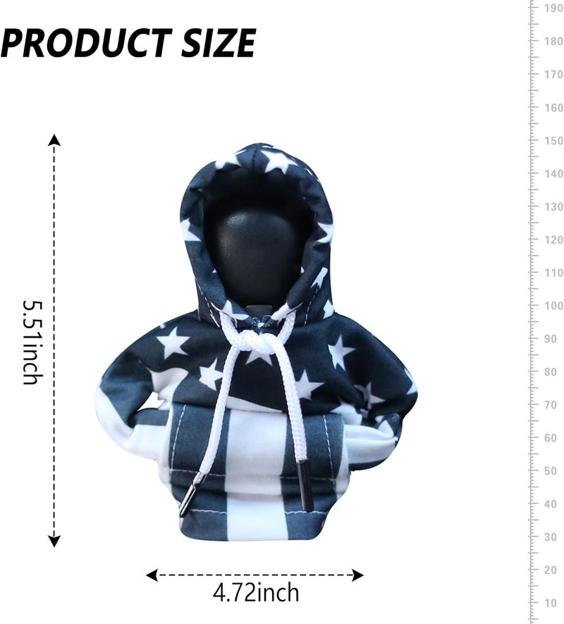 Stacool Car Gear Shift Cover with US Flag Design,Fashionable Gear Shift Hoodie for Shifter Knobs,Universal Car Interior Accessories Funny Car Shift Knob Cover for Cars Trucks SUVs (Black White/U+D) - Image 2